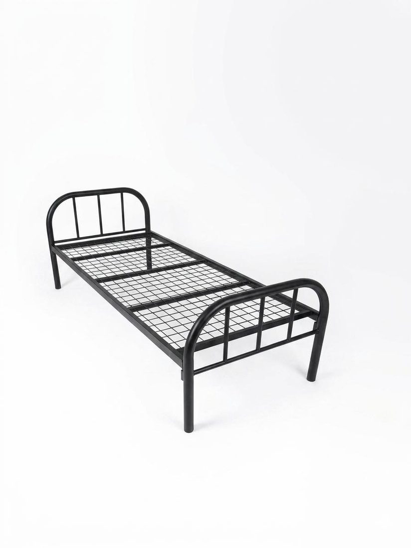 Single Metal Bed Frame — Black