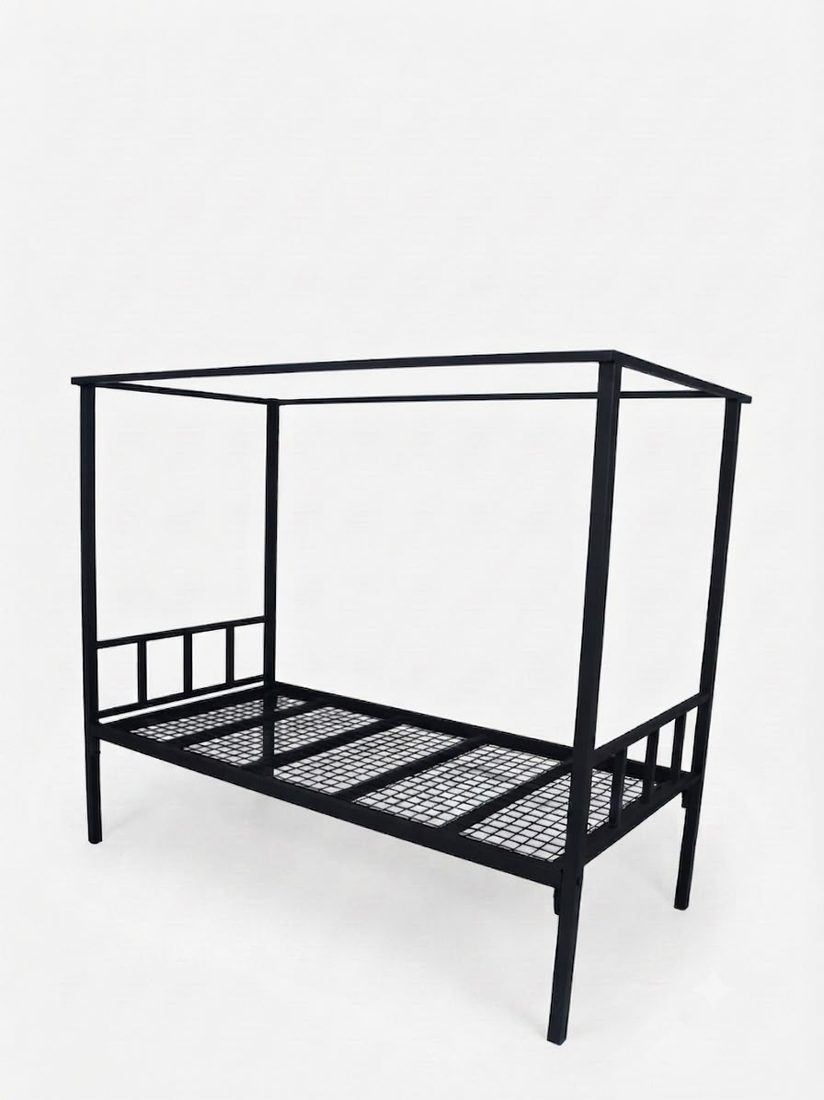 Single Metal Bed Frame with Privacy Curtain